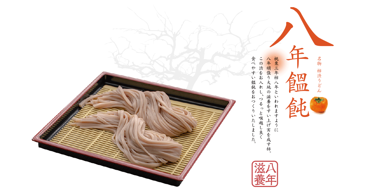 うどん 名物柿渋うどん「八年饂飩」| 会津美里振興公社